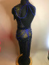 1130 Black-blue latin dance dress