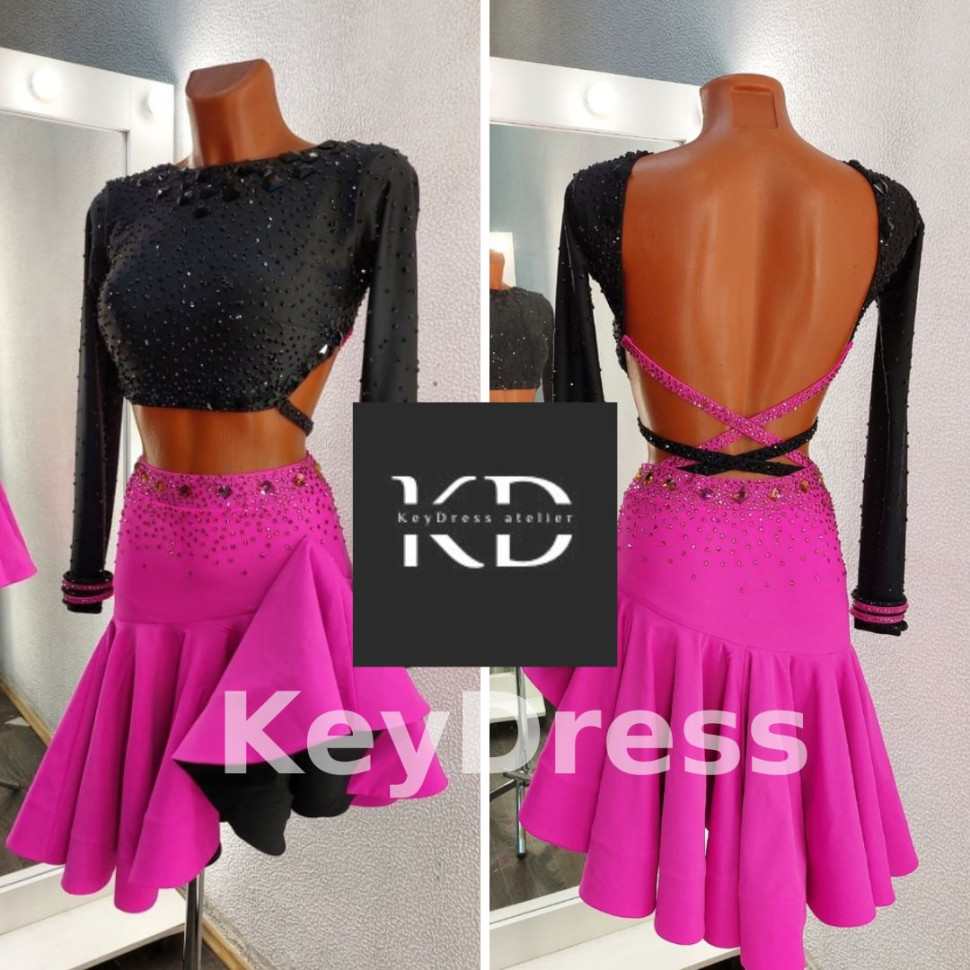 5019 Pink-black dance skirt