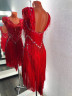 1027 Red latin dance dress