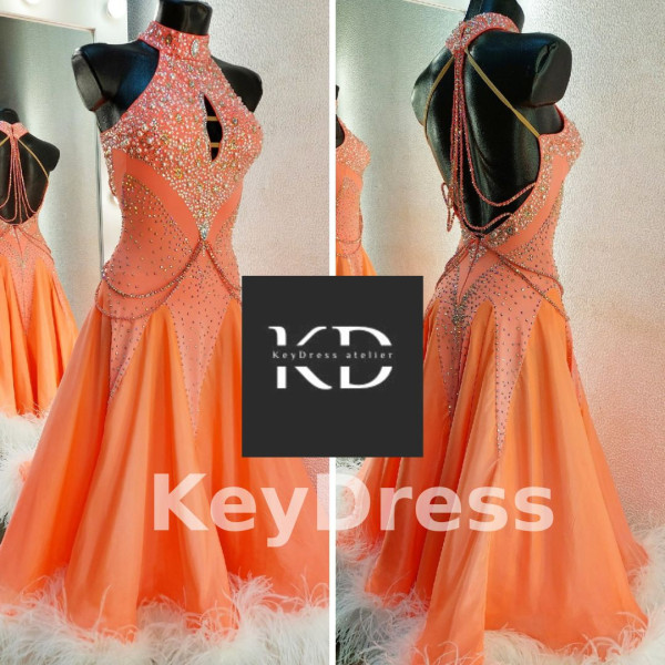 2043 Orange ballroom dress