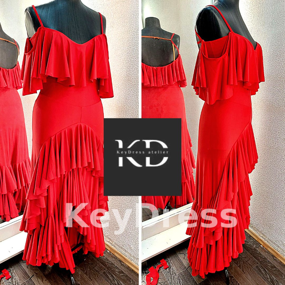 1118 Red latin dance dress