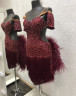 1032 Maroon latin dance dress