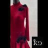 1033 Maroon latin dance dress