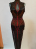 1004 Black-red latin dance dress