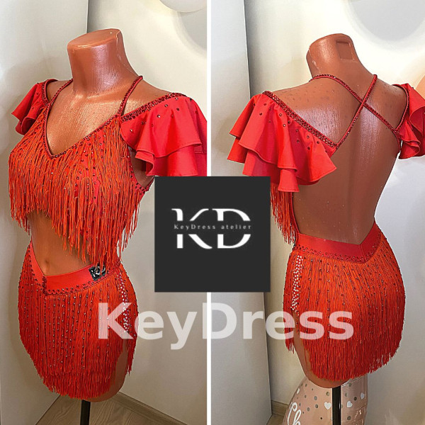 1139 Red latin dance dress