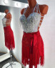 1036 White-red latin dance dress
