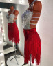 1036 White-red latin dance dress