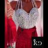 1036 White-red latin dance dress