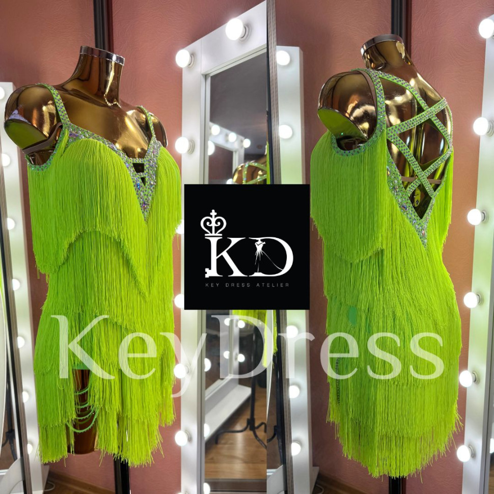 1213 Yellow latin dance dress