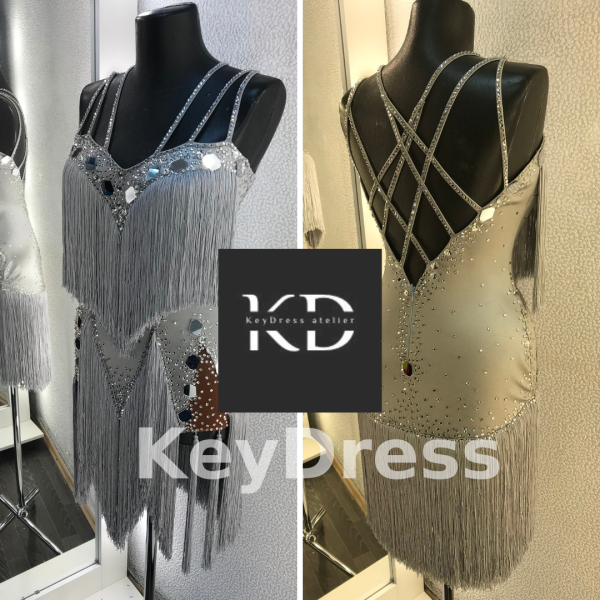 1042 Grey latin dance dress