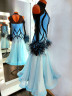 2077 Blue-white ballroom dress