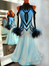 2077 Blue-white ballroom dress