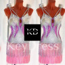 1043 White-pink latin dance dress