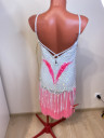 1043 White-pink latin dance dress