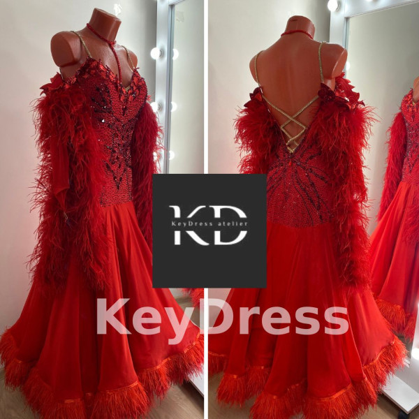 2078 Red ballroom dress