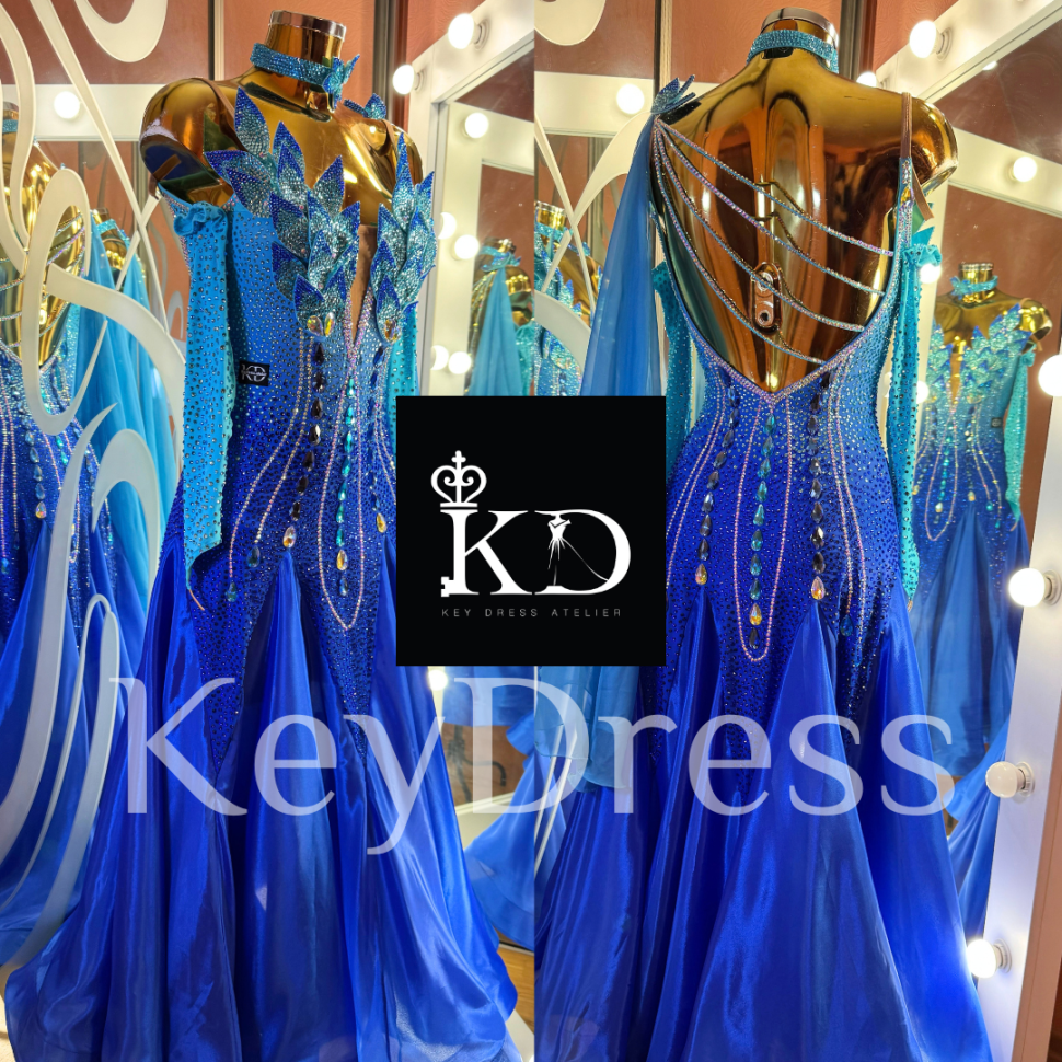 2092 Sky blue-blue ballroom/smooth dress