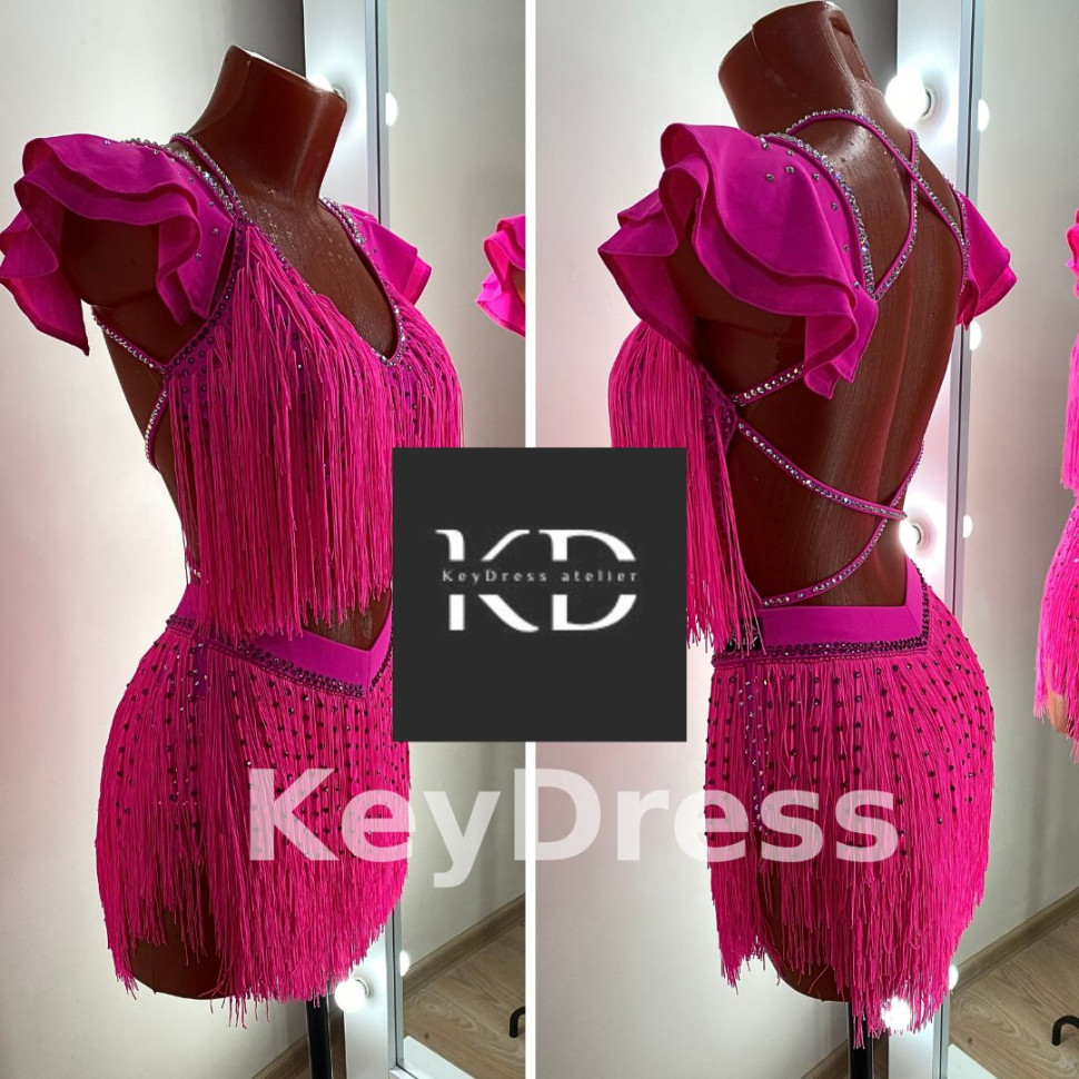 1153 Pink latin dance dress