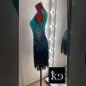 1154 Green-black latin dance dress