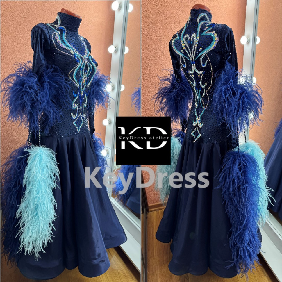 2082 Dark blue ballroom dress
