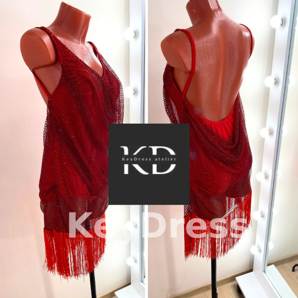 1156 Red latin dance dress