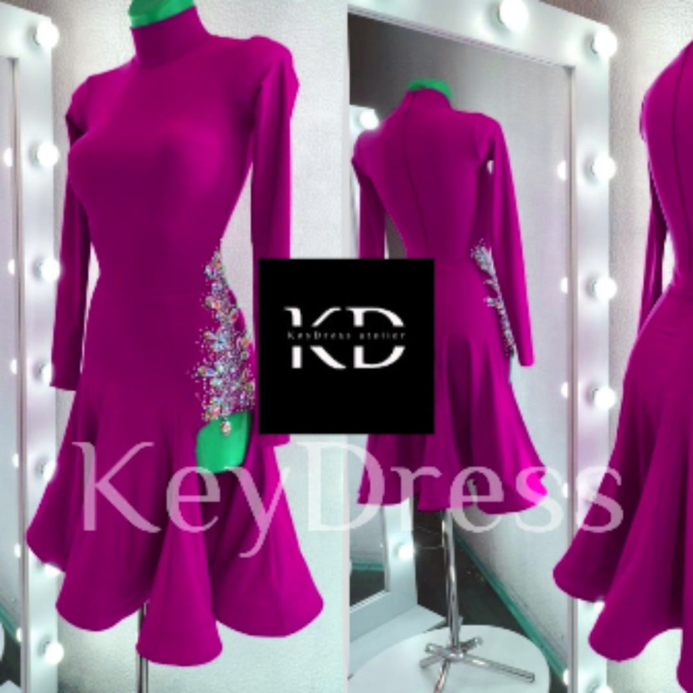 1053 Pink latin dance dress