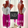 1159 White-pink latin dance dress