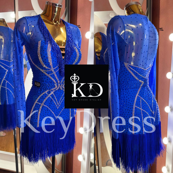 1160 Blue latin dance dress