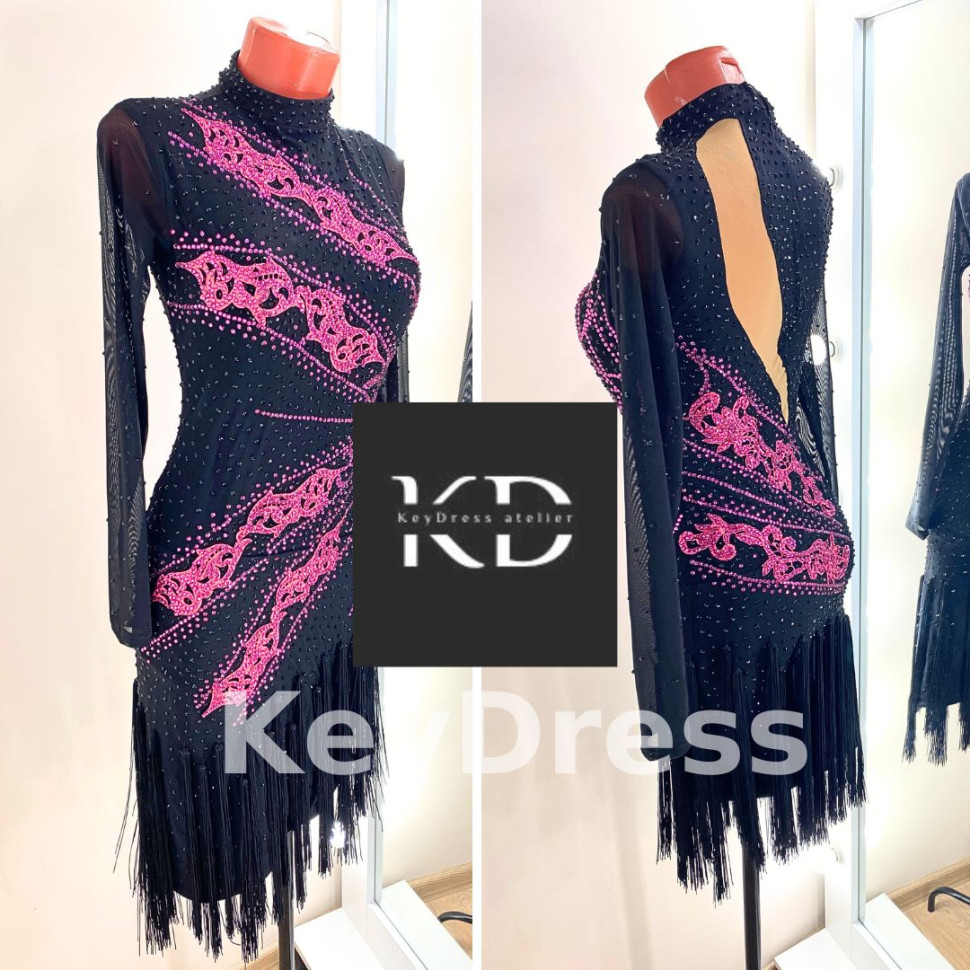 1162 Black-pink latin dance dress