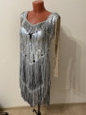 1063 Silver set: latin dance dress+ ballroom skirt