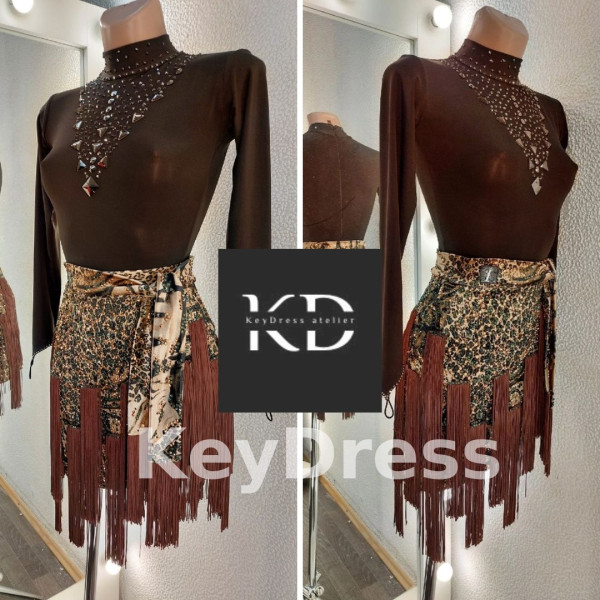 1068 Leopard latin dance dress