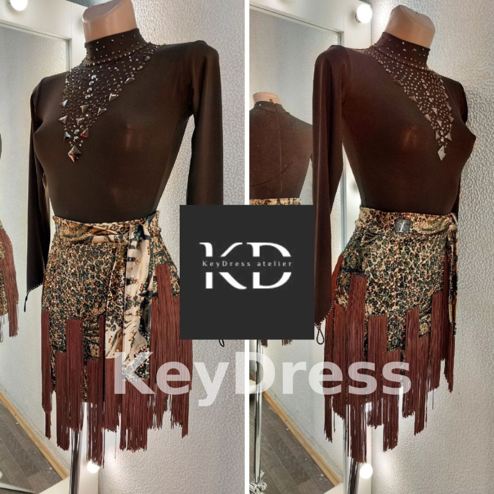 1068 Leopard latin dance dress