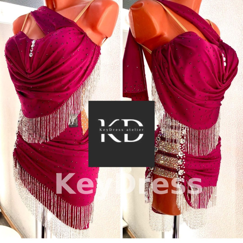1070 Pink latin dance dress