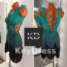 1075 Gradient green-black latin dance dress