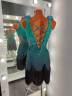 1075 Gradient green-black latin dance dress