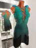 1075 Gradient green-black latin dance dress