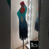 1075 Gradient green-black latin dance dress