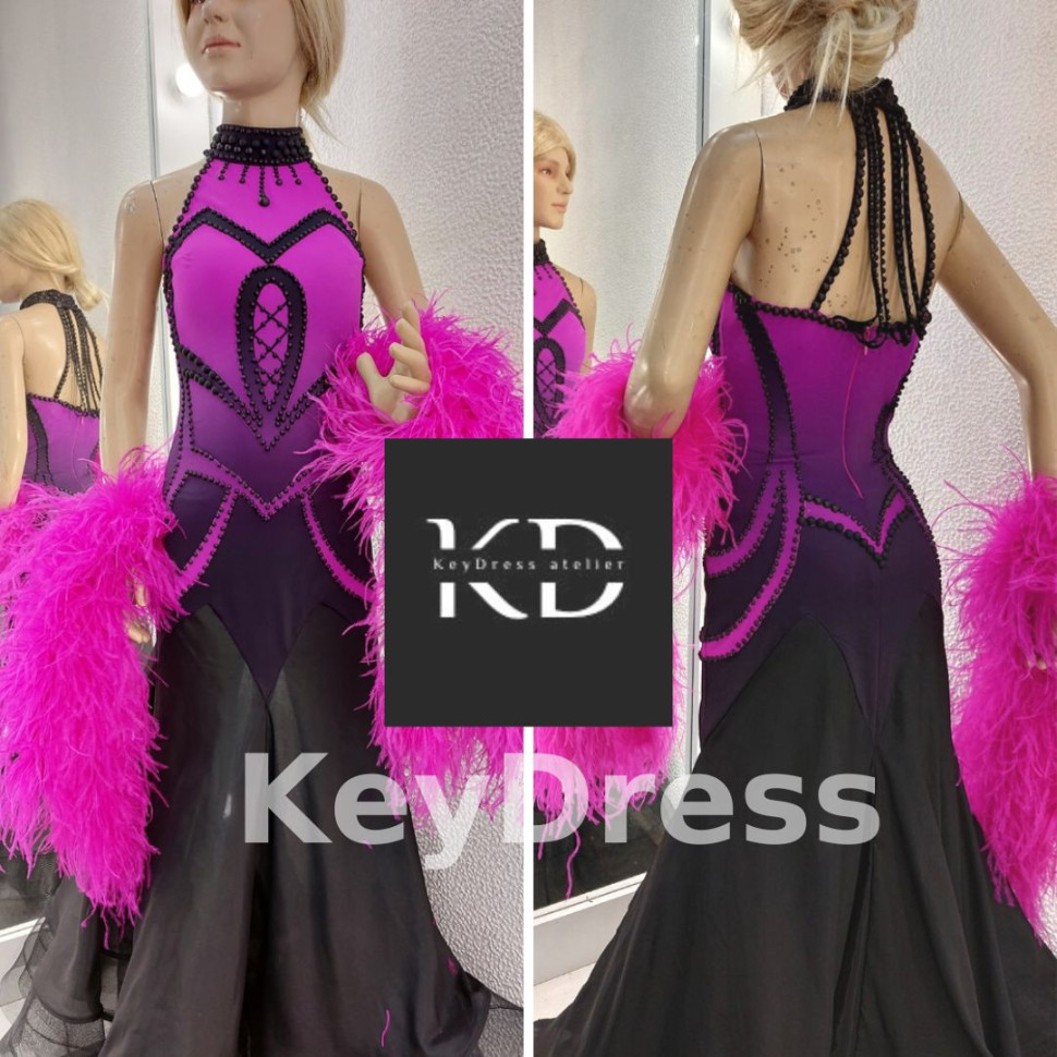 2070 Black-pink ballroom dance dress