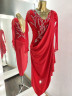 1076 Red latin dance dress