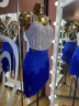 1079 White-blue latin dance dress