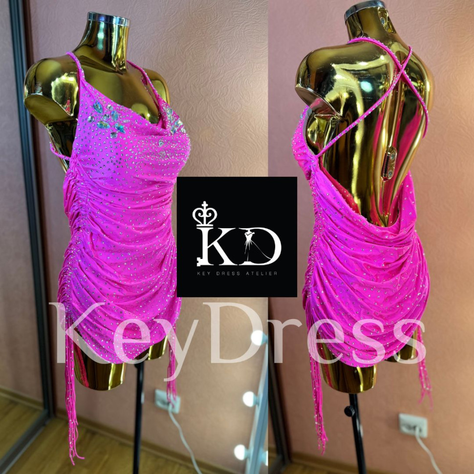 1185 Pink latin dance dress