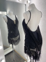 1082 Black fishnet latin dance dress