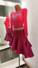 1085 Pink-red latin dance dress