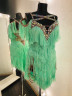 1086 Green latin dance dress