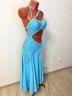 1093 Blue latin dance dress