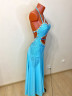 1093 Blue latin dance dress
