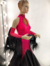 2012 Pink-black ballroom dress
