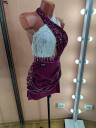 1104 White-pink latin dance dress