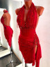 1006 Red latin dance dress