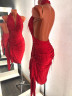 1006 Red latin dance dress