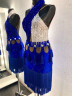 1007 Blue-silver latin dance dress